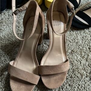 A New Day Women's Beige Heeled Sandals